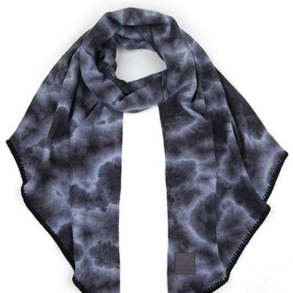 Dk Grey/Lt Grey Tie Dye Bias Cut Scarf w/ Patch
